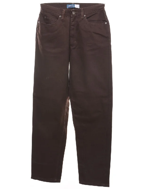 Dark Brown Tapered Jeans - W28 L29 Comfortable Zip-Up Skinny Jeans