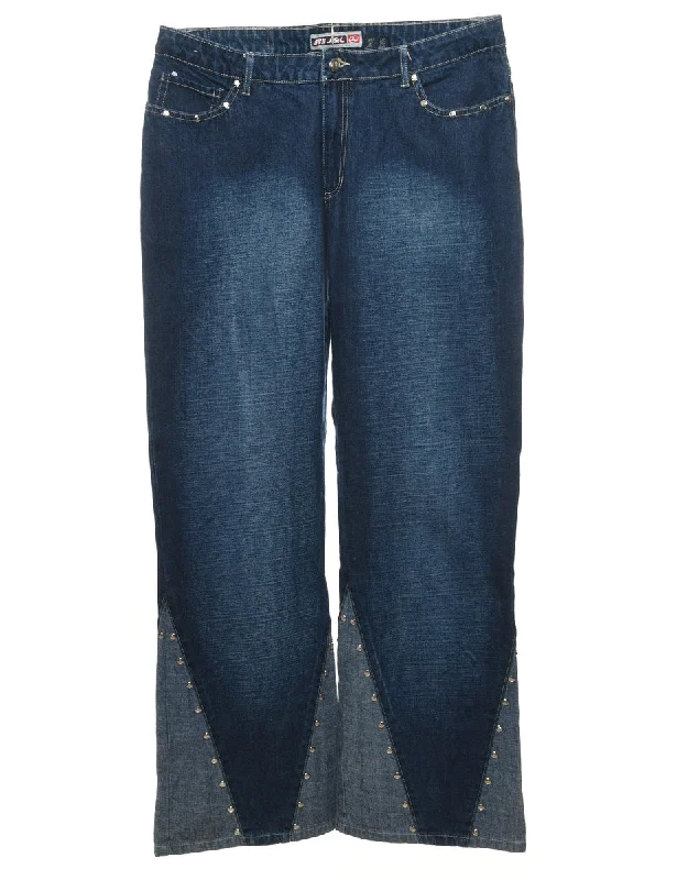 Dark Wash Flared Jeans - W33 L32 Classic Blue Denim Jeans