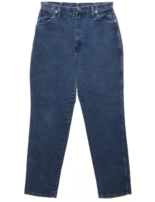 Dark Wash Tapered Wrangler Jeans - W28 L30 Chic Faded Blue Jeans