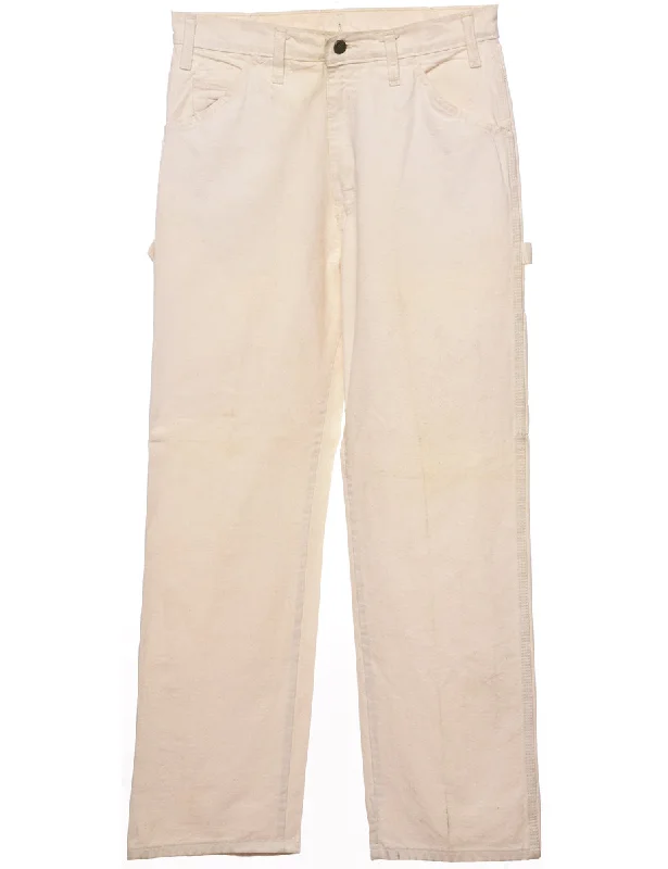 Dickies Beige Workwear Jeans - W32 L30 Fashionable White Denim Jeans