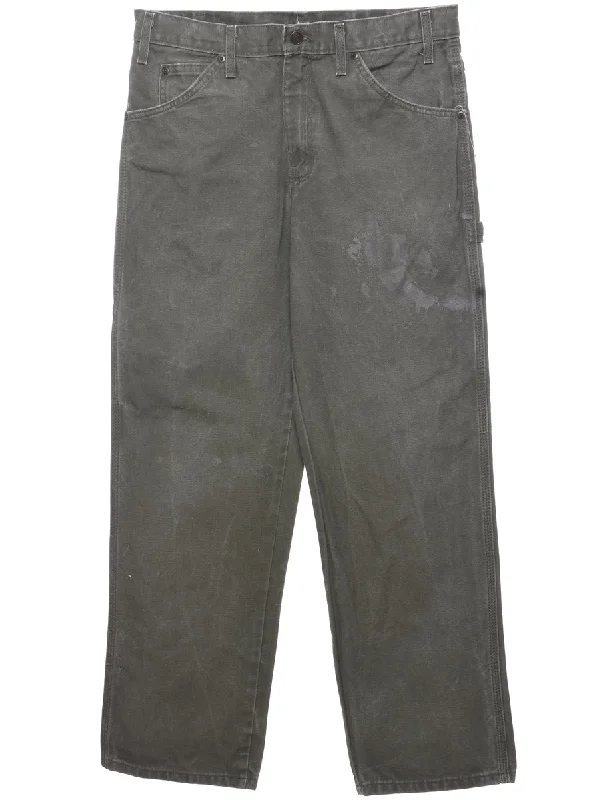 Dickies Grey Classic Workwear Jeans - W31 L30 Comfortable Drawstring Waist Jeans