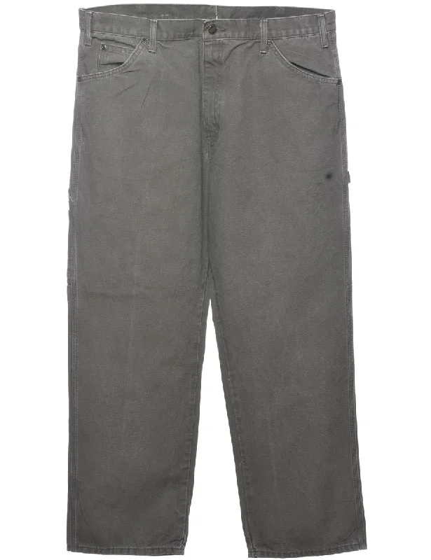 Dickies Grey Classic Workwear Jeans - W36 L32 Stylish Acid-Wash Jeans