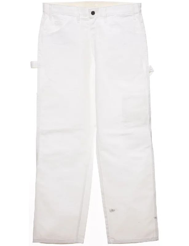 Dickies White Classic Workwear Jeans - W32 L30 Casual Distressed Skinny Jeans