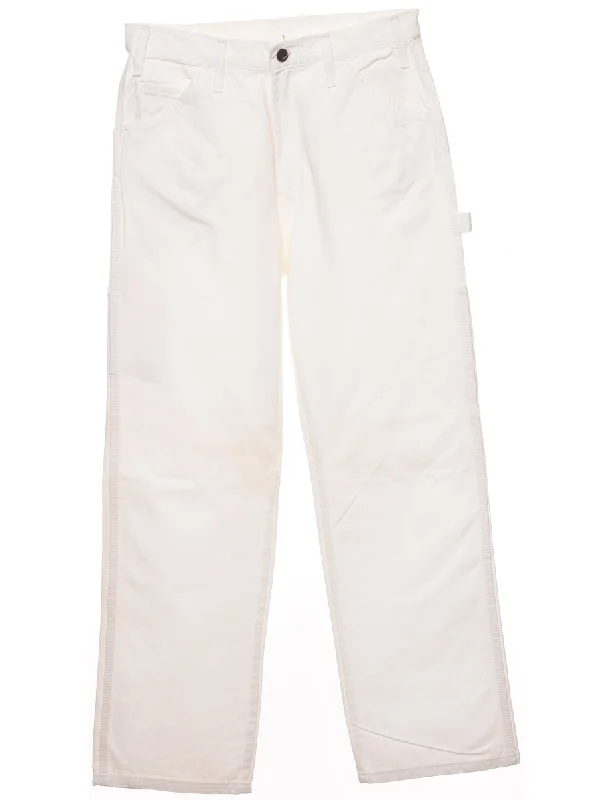 Dickies White Straight-Fit Workwear Jeans - W32 L30 Fashionable Slim Fit Jeans