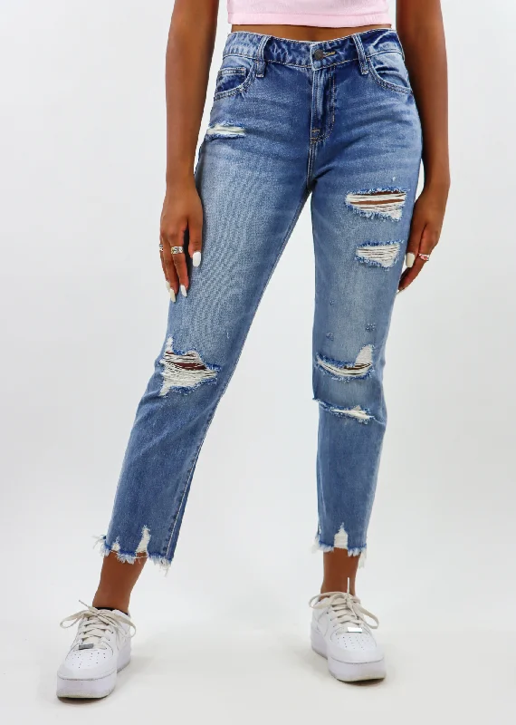 One Of Them Girls Jeans ★ Medium Wash Fashionable Vintage Wash Jeans