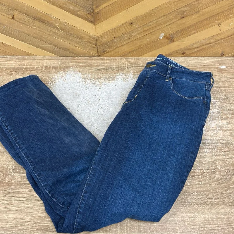 Eddie Bauer - Fleece-Lined Straight-Leg Jeans - MSRP $129: Dark Denim-women-14 Fashionable Bootcut Jeans