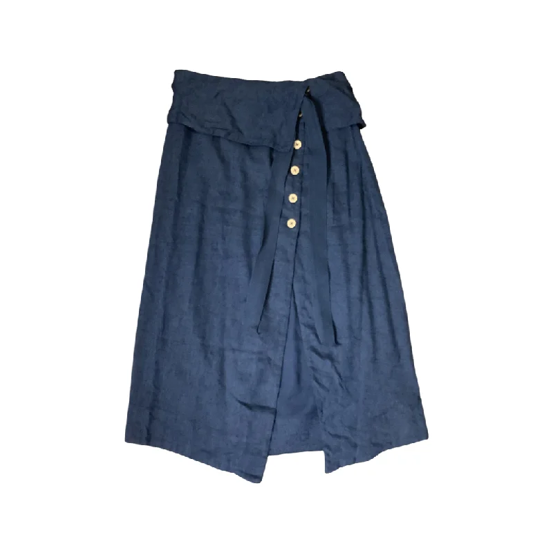 Free People Navy Blue  Wrap Skirt Size M relaxed fit skirt