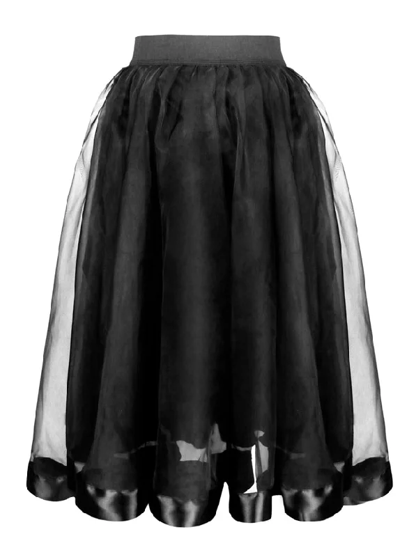 Victorian Gothic Double Mesh Layered Organza Outer Elastic Band High-waisted Skirt linen skirt breathable Victorian Gothic Double Mesh Layered Organza Outer Elastic Band High-waisted Skirt linen skirt breathable