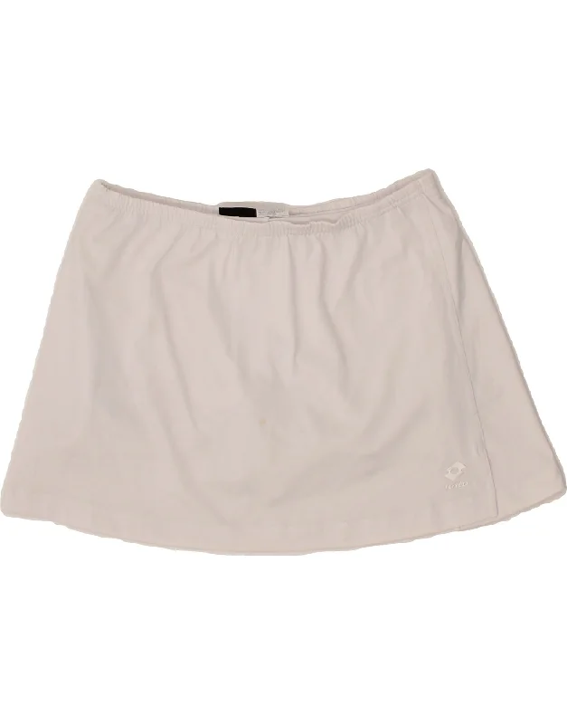 LOTTO Womens Tennis Skirt UK 12 Medium Off White Polyester linen skirt relaxed