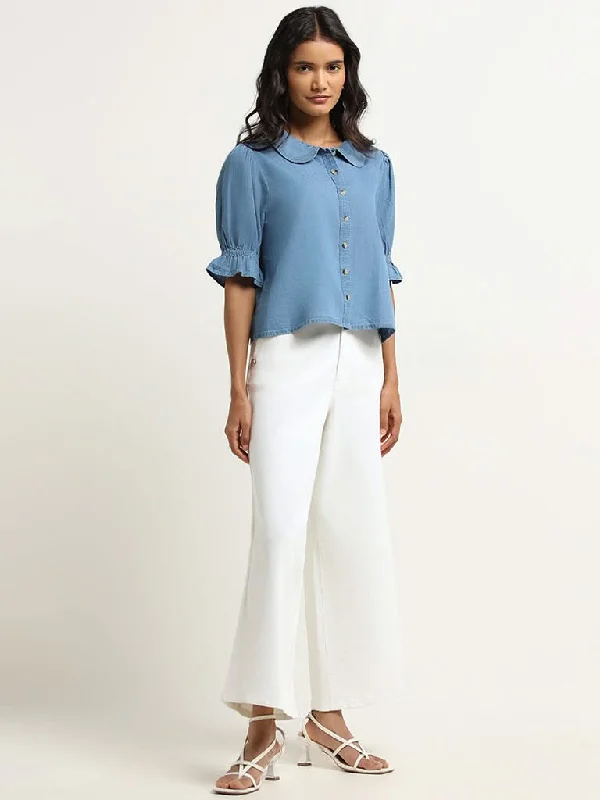 LOV White Mid-Rise Wide-Leg Jeans Trendy Skinny High-Waist Jeans