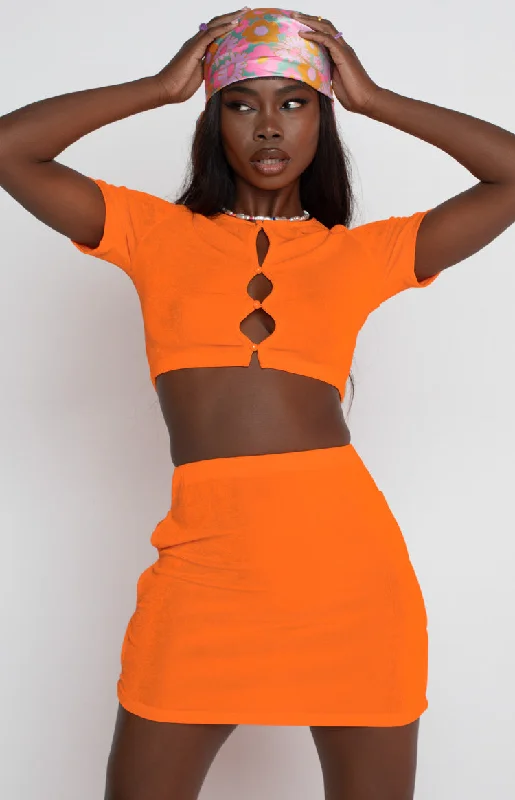 Moscow Mini Skirt Orange silk skirt smooth