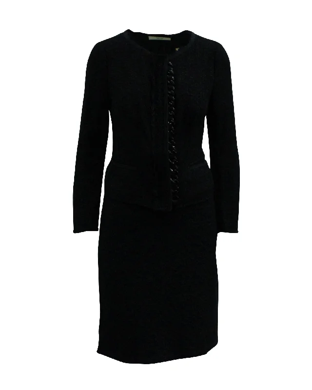 Prada Boucle Skirt Suit in Black Viscose seamless skirt comfort