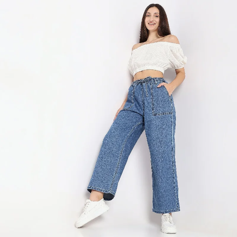 Regular Fit High Rise Jeans Comfortable Faded High-Rise Jeans