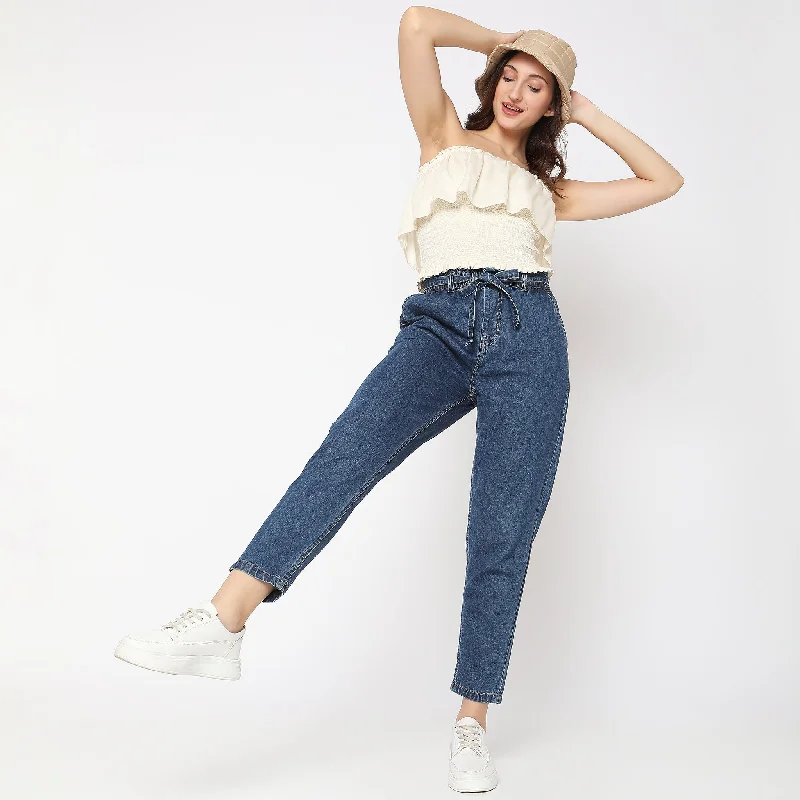 Regular Fit High Rise Jeans Trendy Skinny High-Waist Jeans