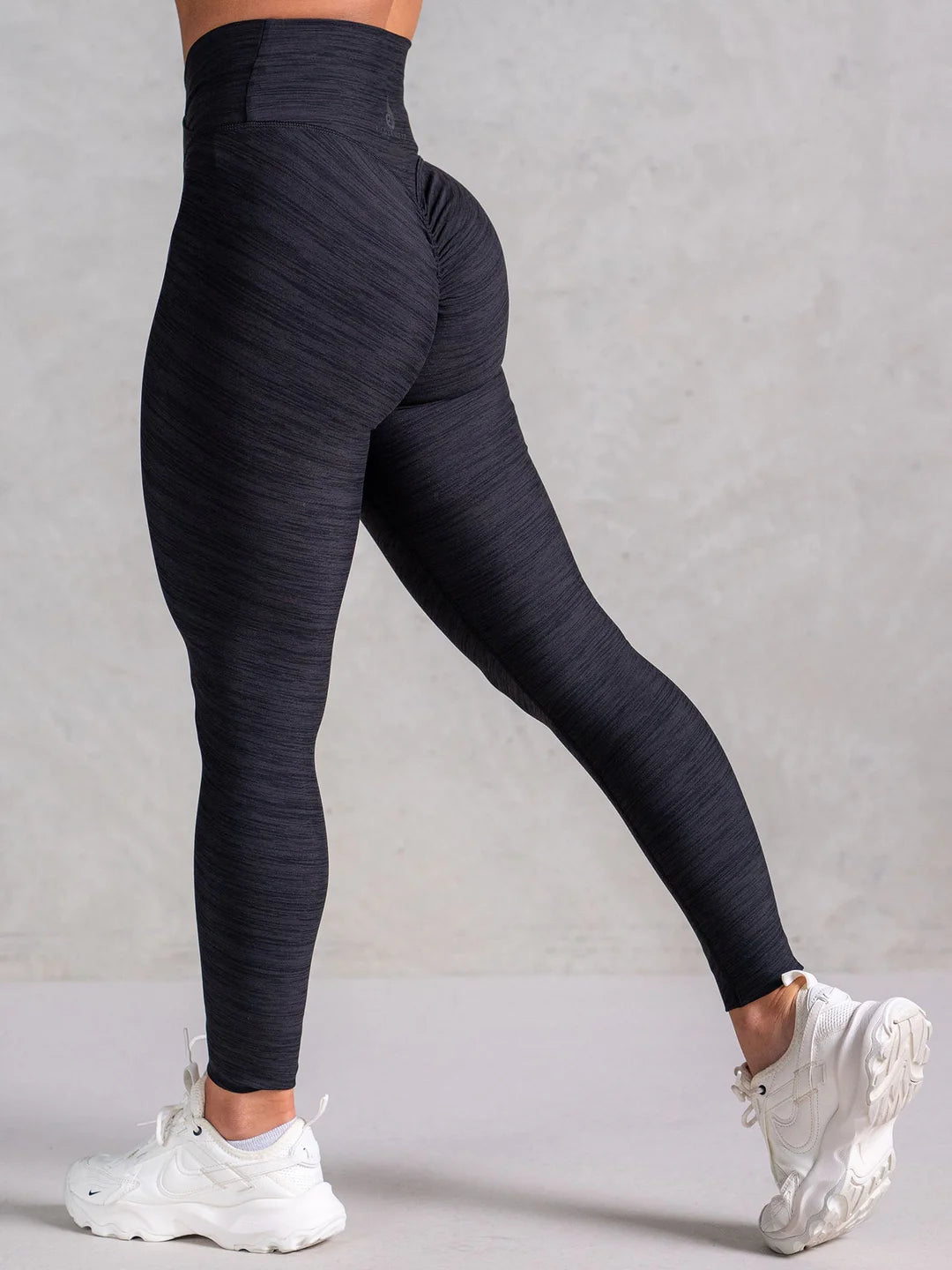 Ryderwear | Icon Cross Over Scrunch Leggings - Black Marl Cozy Textured Workout Leggings Ryderwear | Icon Cross Over Scrunch Leggings - Black Marl Cozy Textured Workout Leggings
