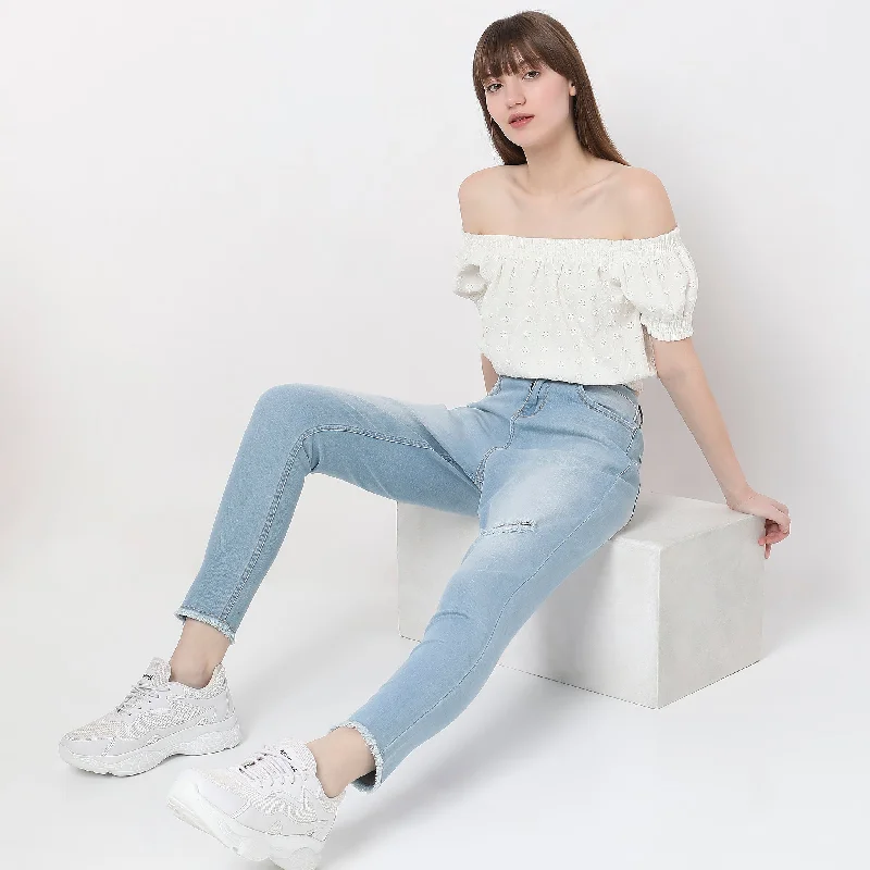 Skinny Fit High Rise Jeans Casual High-Waisted Bootcut Jeans