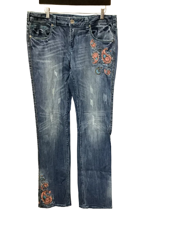 Tuff Co Women's Wild Paisley Jeans Blue Size: 33/37 Chic Double Waistband Jeans