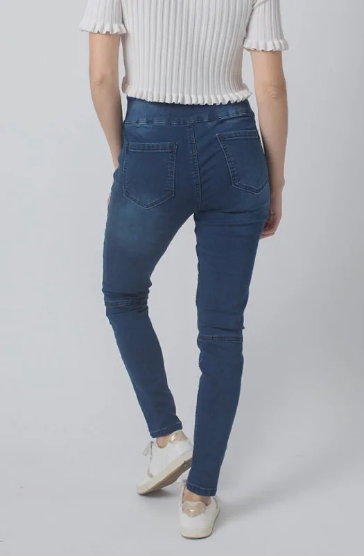 WAKEE | Biker Stretch Jeans Classic Blue Denim Jeans