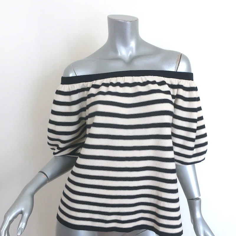 Ba&sh Elvis Off the Shoulder Striped Sweater Navy/Cream Cotton-Modal Size 0 NEW Bright Pastel Dark