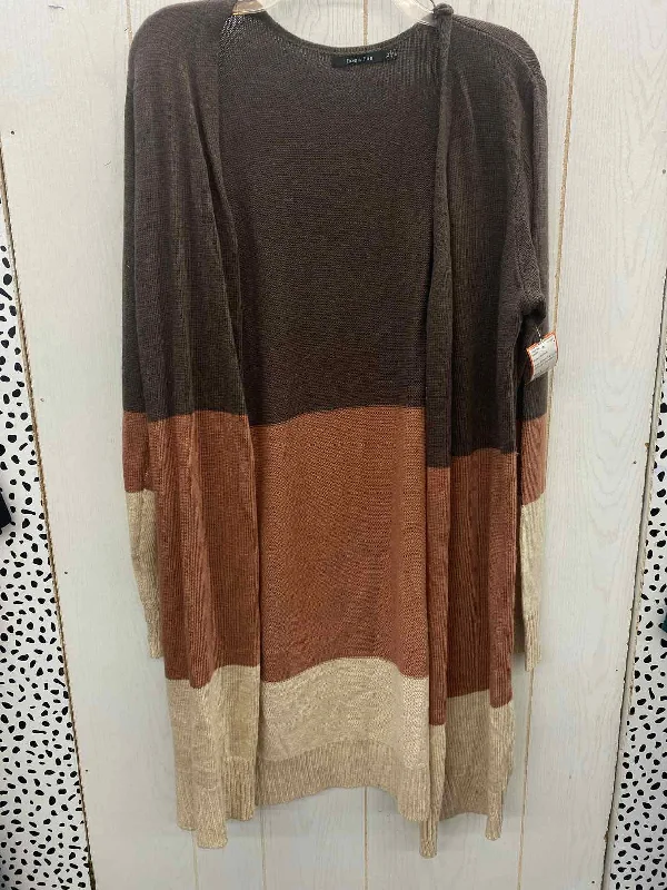 Brown Womens Size L Sweater Open Front Closed Front Wrap Front