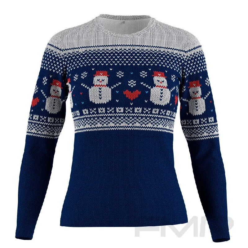 FMR Women's Snowman Sweater Performance Long Sleeve Shirt Machine Wash Dry Clean Hand Wash