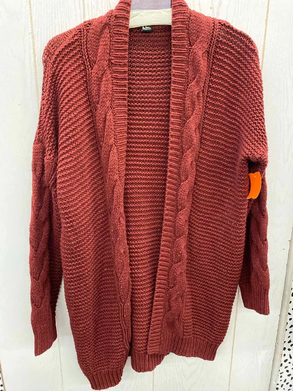 Forever 21 Burgundy Junior Size M Sweater Ribbed Striped Patterned