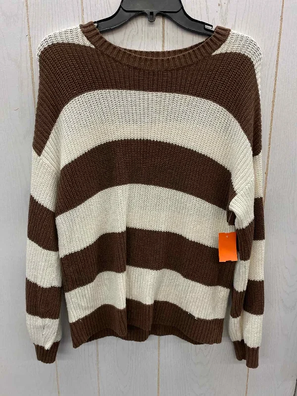 Hollister Brown Womens Size Small Sweater Chenille Brocade Lace