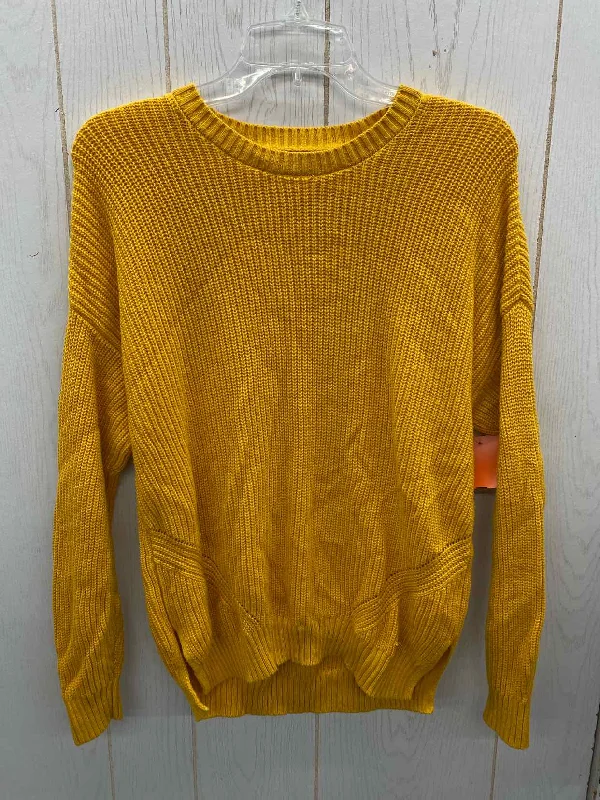 Hollister Yellow Junior Size Small Sweater Ribbed Striped Patterned