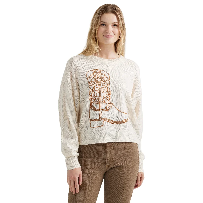 Wrangler Retro Women's Embroidered Boot Sweater Print Jacquard Patchwork