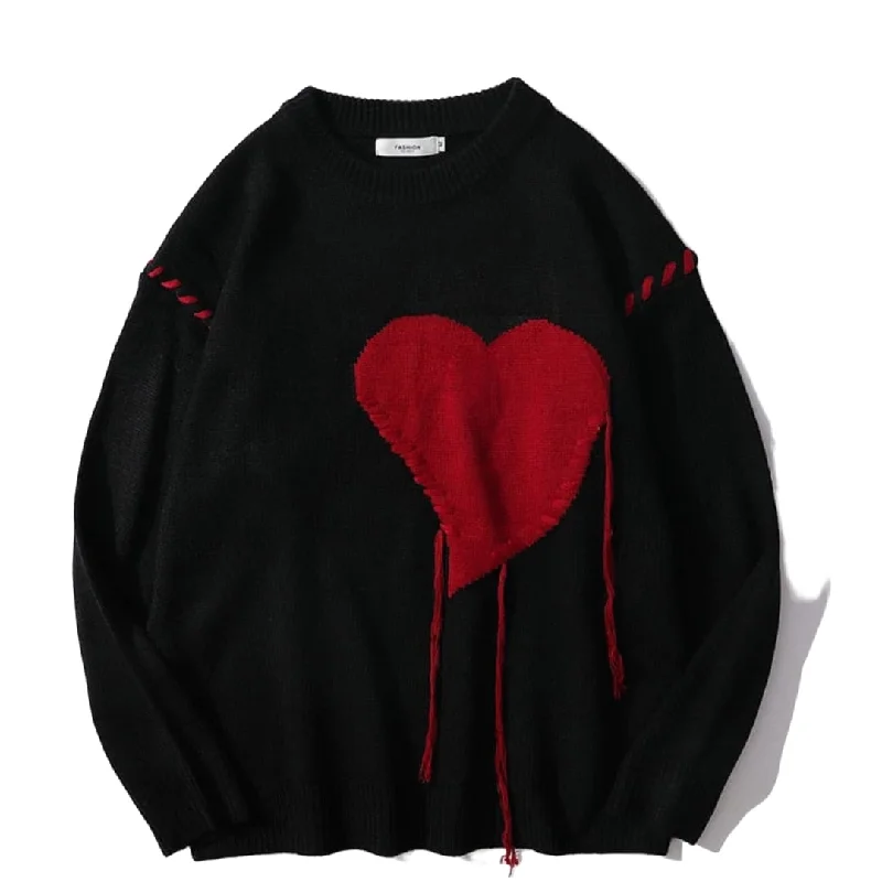 UrbanRhythm: "Love Abstract" Knitted Sweater Open Front Closed Front Wrap Front