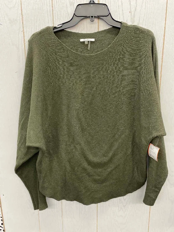 Vila Milano Olive Womens Size M Sweater Solid Print Embellished