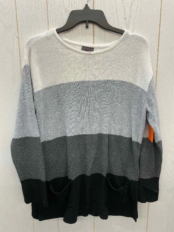 Vince Camuto Gray Womens Size M Sweater Mesh Fabric Canvas Fabric Denim Fabric