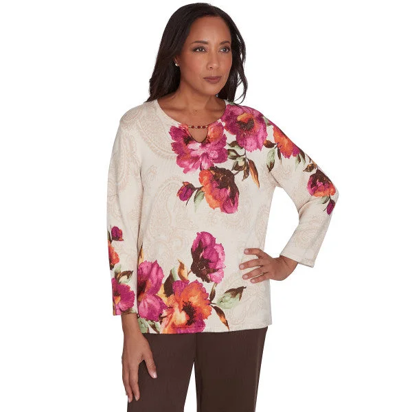 Wine Country Watercolor Floral Sweater Machine Wash Dry Clean Hand Wash