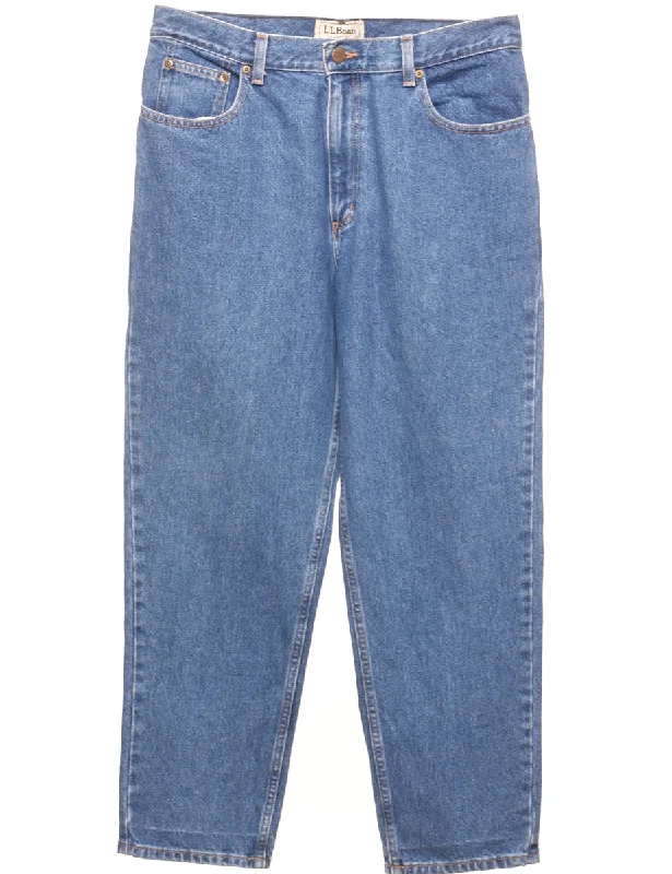 L.L. Bean Medium Wash Tapered Jeans - W32 L28 Cozy Relaxed Fit Jeans
