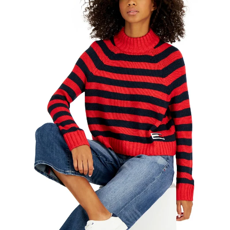Tommy Jeans Womens Knit Ribbed Trim Pullover Sweater Comfortable Stretch Denim Jeans Tommy Jeans Womens Knit Ribbed Trim Pullover Sweater Comfortable Stretch Denim Jeans