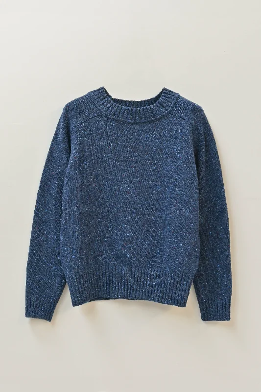 Donegal Merino Wool Sweater in Ink Solid Color Striped Floral Print