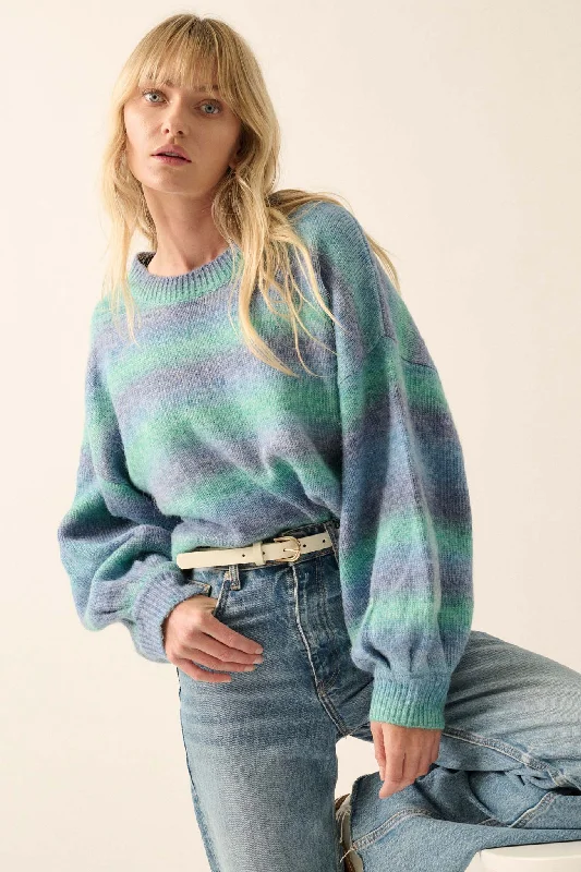 Fade Into You Ombre Striped Sweater Cashmere Blend Cotton Blend Poly Blend