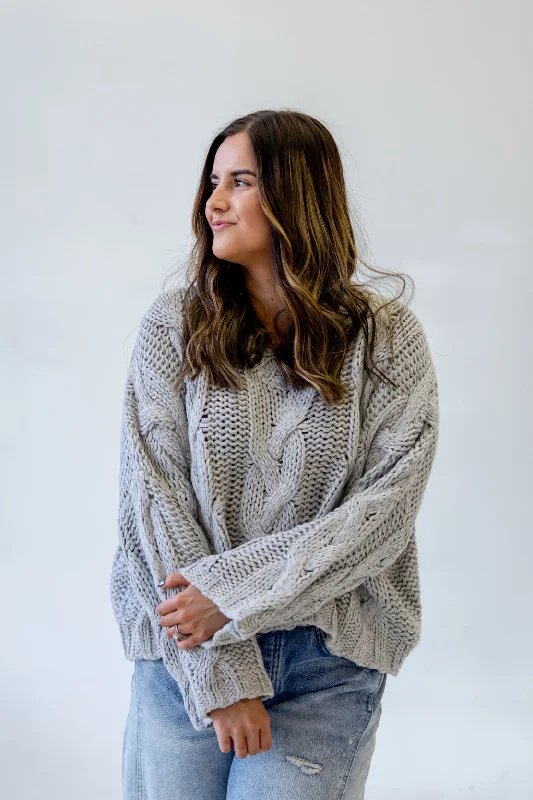 Whitney Chunky Sweater | Heather Gray Lightweight Heavyweight Midweight