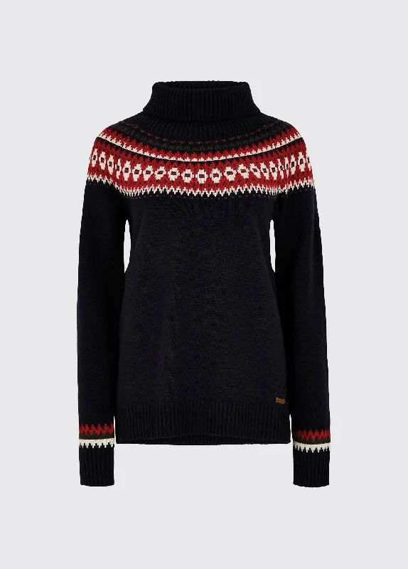 Riverdale Knitted Sweater - Navy Wool Fabric Cashmere Fabric Tweed Fabric