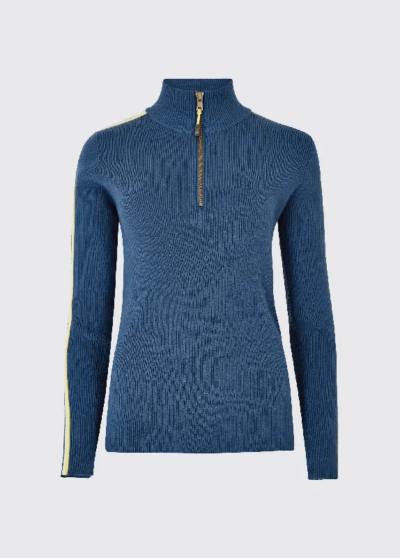 Killglass Zip Neck Sweater - Steel Glossy Satin Silk