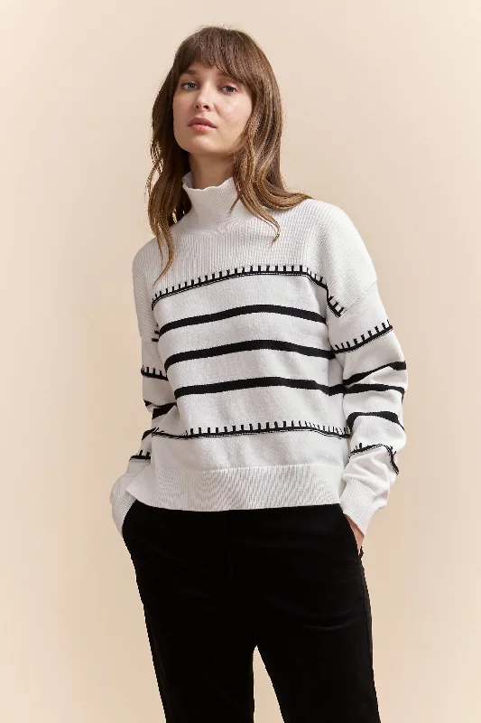 Mock neck striped sweater Modern Contemporary Chic