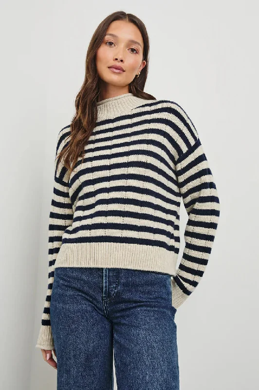 Rails - Corrine Sweater in Oat Navy Boxy Sweater Fitted Sweater A-Line