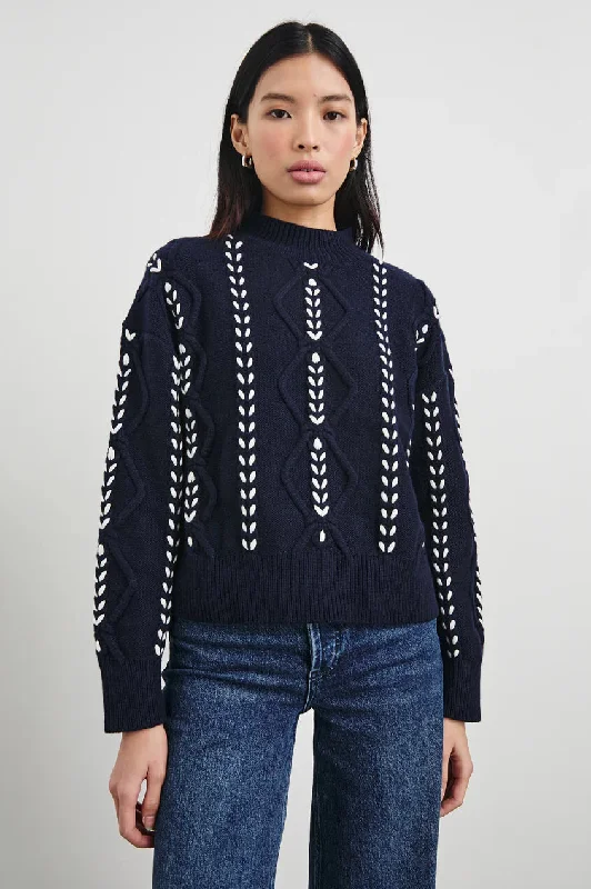 Rails - Tori Sweater in Midnight Real Fur Shearling Chenille