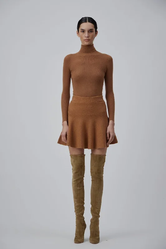 RIB TURTLENECK SWEATER IN MACCHIATO Lace Blend Ribbed Blend Corduroy Blend