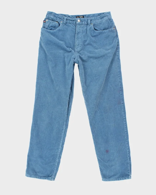 Vintage 90s Ralph Lauren Polo Jeans Blue Corduroy Trousers - W34 L30 Trendy Button-Up High-Waist Jeans Vintage 90s Ralph Lauren Polo Jeans Blue Corduroy Trousers - W34 L30 Trendy Button-Up High-Waist Jeans