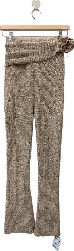 Wanderdoll Beige Ribbed Sweater Pants Small Terry Terry Cloth Terry Knit